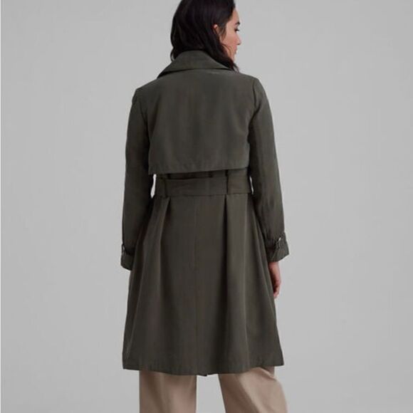 Club Monaco Elima Trench Coat Belted Soft Relaxed Fit Women Small Olive Green - Picture 2 of 11